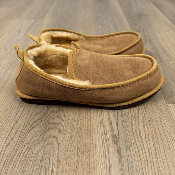 L.L. Bean Slipper Shoes Mens Size 12 Brown Suede Shearling Lined Moccasin Indoor main image 6